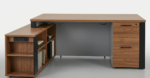 AMBER Premium L-Shape Backside Executive Desk – Modern Wood & Charcoal Finish