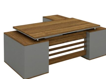 Ash L-Shaped Executive Desk with Architectural Floating Top