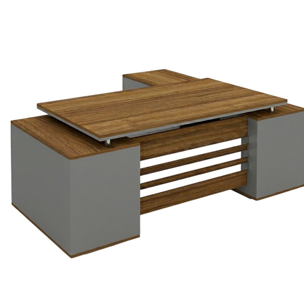 Ash L-Shaped Executive Desk with Architectural Floating Top Ash L-Shaped Executive Desk with Architectural Floating Top