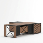 Aura Modern Industrial L-Shaped Executive Desk