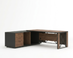 Aura Modern Industrial L-Shaped Executive Desk