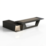 Aviva Architectural L-Shaped Executive Desk with Integrated Storage & Minimalist Geometric Design