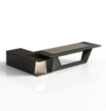 Aviva Architectural L-Shaped Executive Desk with Integrated Storage & Minimalist Geometric Design