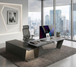 Aviva Architectural L-Shaped Executive Desk with Integrated Storage & Minimalist Geometric Design