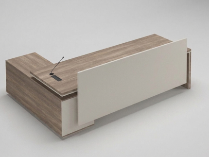 Avent-Garde L-Shaped Executive Desk with Integrated Media Hub