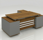Ash L-Shaped Executive Desk with Architectural Floating Top