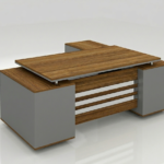 Ash L-Shaped Executive Desk with Architectural Floating Top