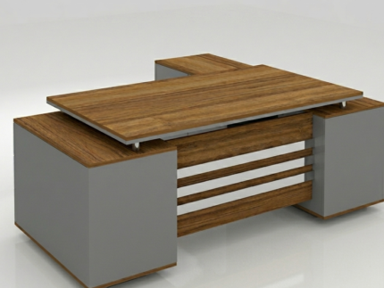 Ash L-Shaped Executive Desk with Architectural Floating Top