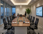 DuroFlex Walnut Boat-Shaped Executive Conference Table