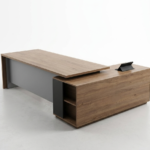 AMBER Premium L-Shape Executive Desk – Modern Wood & Charcoal Finish