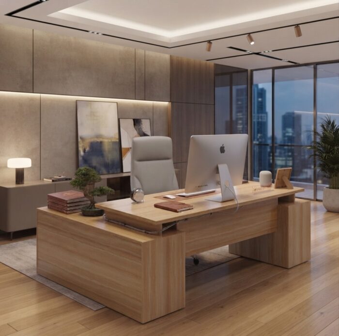 Imperial L-Shaped Executive CEO Desk – Premium Wood Edition
