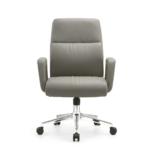 MEXUS Mid-Back Executive Office Chair – Ergonomic Grey Leathe r fRONT