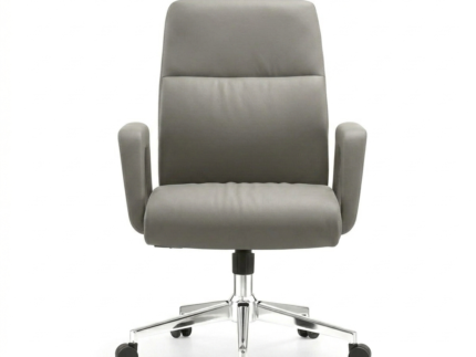 MEXUS Mid-Back Executive Office Chair – Ergonomic Grey Leathe r fRONT
