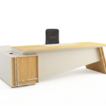 Modern Executive Manager's Desk L-Shaped Wood & White Office Furniture