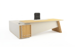 Modern Executive Manager's Desk L-Shaped Wood & White Office Furniture
