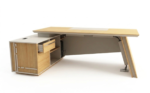 Modern Executive Manager's Desk L-Shaped Wood & White Office Furniture