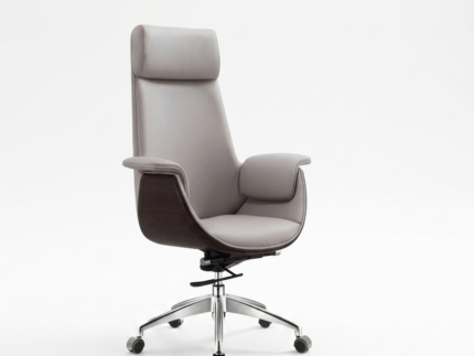 Tiffani Executive Office Chair – Premium Ergonomic Task Chair with Chrome Base and Wood-Accent Frame