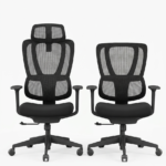 Vertex Ergonomics Premium Orthopedic Office Chair – High-Back with Adjustable Headrest & Mid-Back Desk Chair Options, Full Mesh Backrest, 3D Lumbar Support, Multi-Functional Armrests, Heavy-Duty Nylon Wheels (Black)