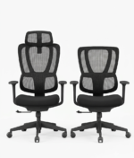 Vertex Ergonomics Premium Orthopedic Office Chair – High-Back with Adjustable Headrest & Mid-Back Desk Chair Options, Full Mesh Backrest, 3D Lumbar Support, Multi-Functional Armrests, Heavy-Duty Nylon Wheels (Black)