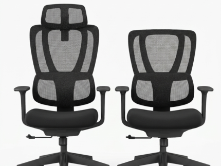 Vertex Ergonomics Premium Orthopedic Office Chair – High-Back with Adjustable Headrest & Mid-Back Desk Chair Options, Full Mesh Backrest, 3D Lumbar Support, Multi-Functional Armrests, Heavy-Duty Nylon Wheels (Black)