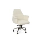 Coral White Leather Mid Back Chair