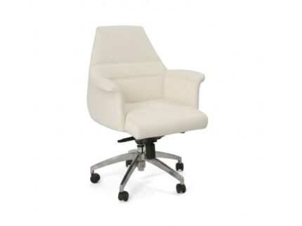 Coral White Leather Mid Back Chair