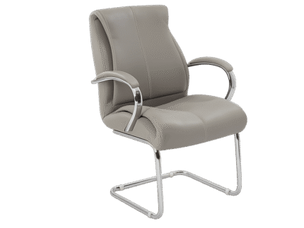 Edge Visitor Chair Chrome Padded Arms Chrome Cantilever Base Grey