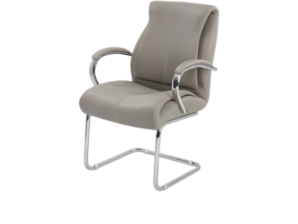 Edge Visitor Chair Chrome Padded Arms Chrome Cantilever Base Grey