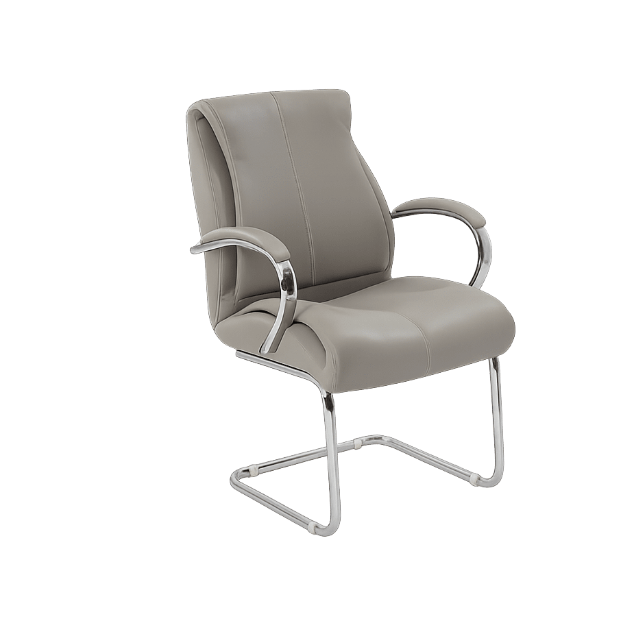 Edge-Visitor-Chair-Chrome-Padded Edge Visitor Chair Chrome Padded Arms Chrome Cantilever Base Grey