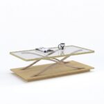 Elegance Cross-Base Glass & Wood Coffee Table