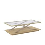 Elegance Cross-Base Glass & Wood Coffee Table