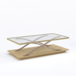 Elegance Cross-Base Glass & Wood Coffee Table