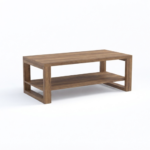 Mid-Century Modern Walnut Wood Coffee Table with Storage Shelf