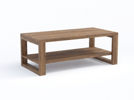 Mid-Century Modern Walnut Wood Coffee Table with Storage Shelf
