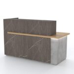 Modana Modern Grey Marble and Wood Reception Desk