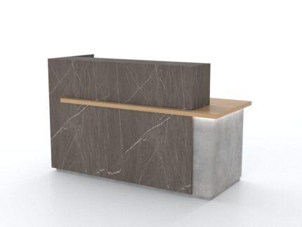 Modana Modern Grey Marble and Wood Reception Desk