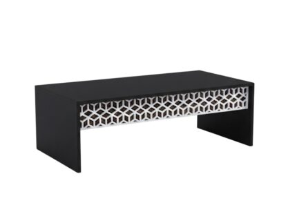 Modern Geometric Lattice Coffee Table - Matte Black & White