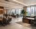 Modern office furniture in Dubai featuring ergonomic chairs, executive desks, modular workstations, and contemporary office interiors.