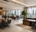 Modern office furniture in Dubai featuring ergonomic chairs, executive desks, modular workstations, and contemporary office interiors.