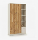 Multi-Functional Wooden Office Storage Cabinet with Lockable Doors & Open Display Shelves