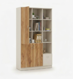 Multi-Functional Wooden Office Storage Cabinet with Lockable Doors & Open Display Shelves