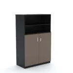 AMBER Mid Height Storage Black Frame with grey door