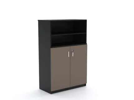 AMBER Mid Height Storage Black Frame with grey door