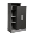 CAESER Modern Hybrid Storage Cabinet with Open Bookcase Shelves