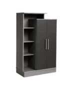 CAESER Modern Hybrid Storage Cabinet with Open Bookcase Shelves