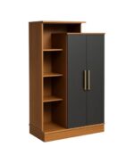 CAESER Modern Hybrid Storage Cabinet with Open Bookcase Shelves