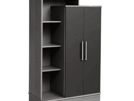 CAESER Modern Hybrid Storage Cabinet with Open Bookcase Shelves