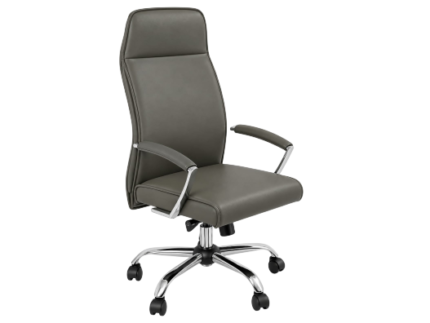 CAMILO Modern High-Back Executive Office Chair with Padded Armrests and Chrome Base, Ergonomic Faux Leather Desk Chair