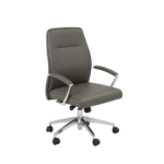 CAMILO Modern Mid-Back Executive Office Chair with Padded Armrests and Chrome Base, Ergonomic Faux Leather Desk Chair