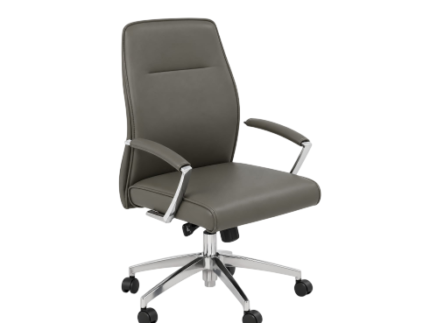 CAMILO Modern Mid-Back Executive Office Chair with Padded Armrests and Chrome Base, Ergonomic Faux Leather Desk Chair